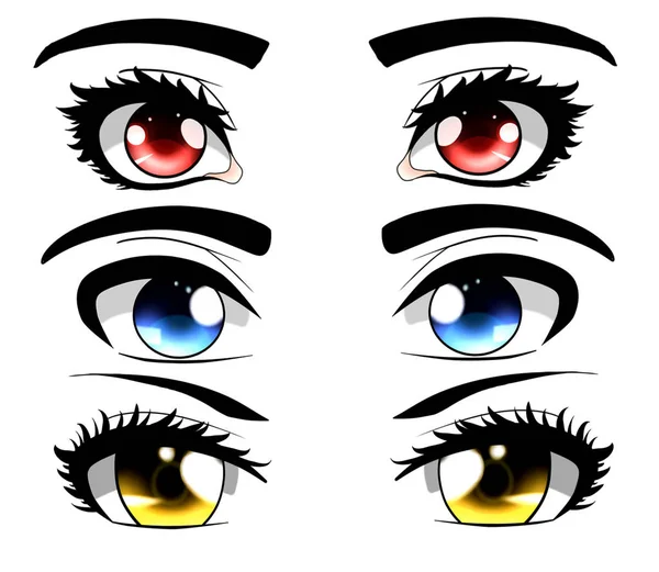 Set Anime Eyes — Stock Photo, Image