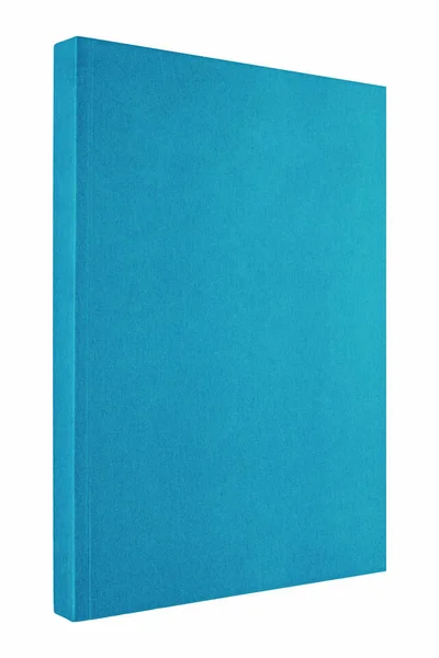De pé fechado livro azul em fundo branco — Fotografia de Stock