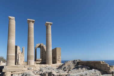 Sütunları antik Lindos, Rhodes, Yunanistan