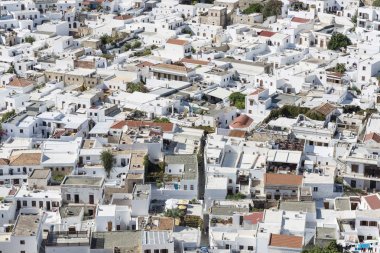 Beyaz Antik şehir Lindos Üstten Görünüm