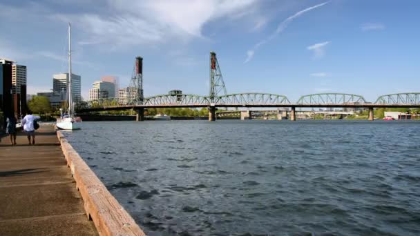 Hawthorne Bridge View — Stock Video