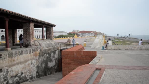 Utsikt från väggen i Cartagena — Stockvideo