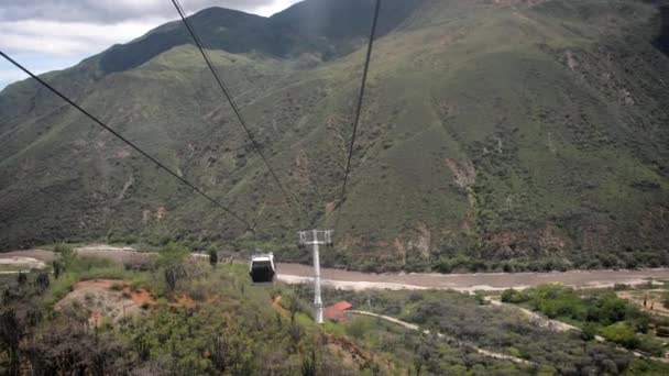 Chicamocha Canyon letecké tramvají — Stock video