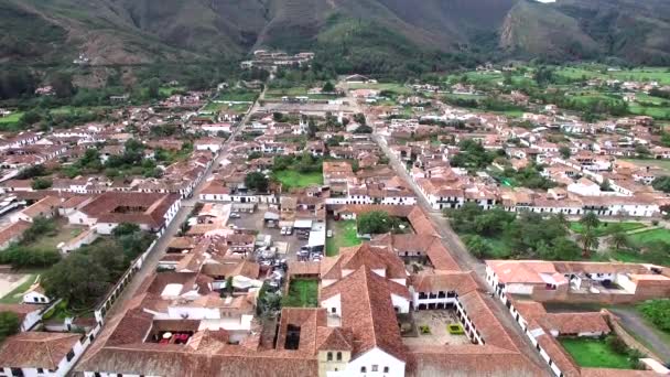 Villa de Leyva widok z lotu ptaka — Wideo stockowe