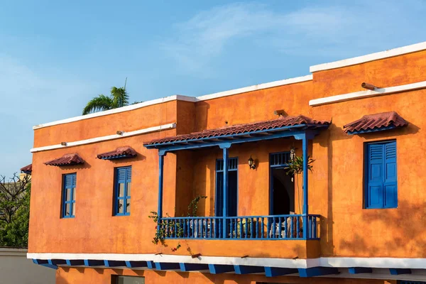 Orange and Blue Colonial Architecture — Stock Photo, Image