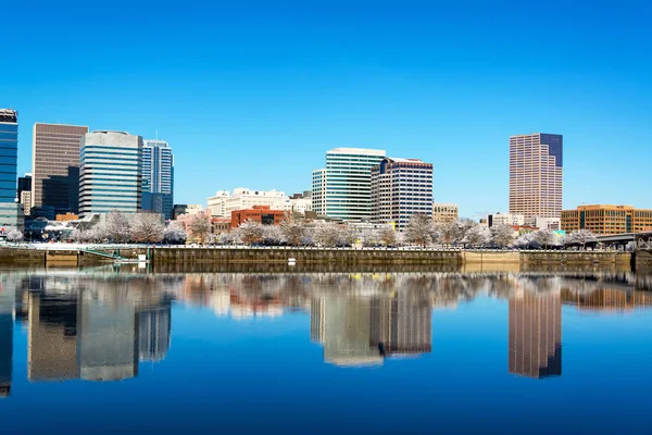 Piękny Reflection centrum Portland — Zdjęcie stockowe