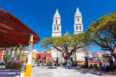 Cathedral and Plaza in Campeche, Mexico clipart
