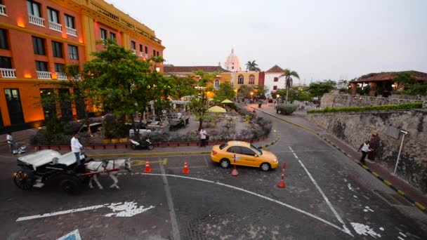 Zabytkowy Plaza w Cartagena, Kolumbia — Wideo stockowe