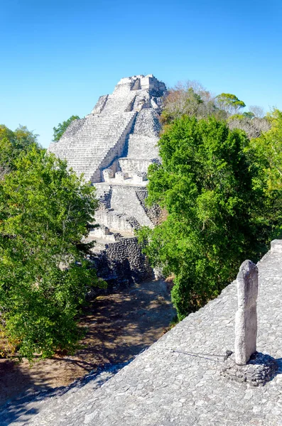 Vista vertical das ruínas de Becan — Fotografia de Stock