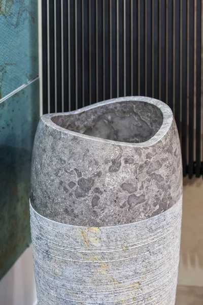 Sink Washbasin Made Stone Freestanding Form Vase Modern Design — Stock Photo, Image