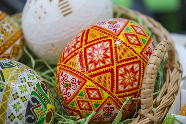 Ovos Páscoa Pintados Mão Ucranianos Pysanka Pintura Tradicional Ovo Cultural — Fotografia de Stock