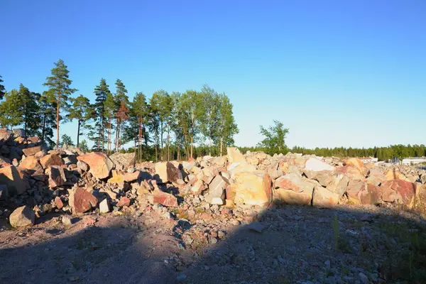 Vista Sobre Paisaje Natural Con Asentamiento Cabañas Construcción — Foto de Stock