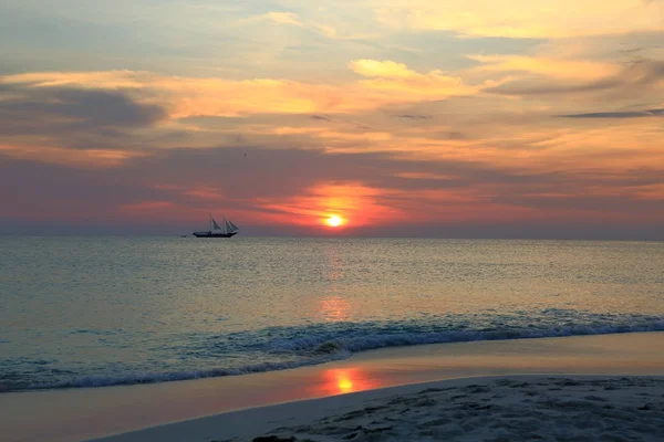 Superbe Coucher Soleil Coloré Sur Mer Des Caraïbes Vue Inoubliable — Photo