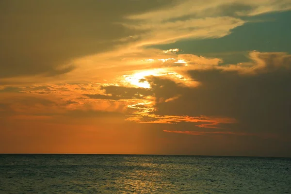 Úžasné Krásy Barevné Západ Slunce Karibiku Ostrov Aruba Nezapomenutelný Výhled — Stock fotografie