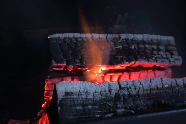 Nice View Burning Wood Fire Place — Stock Photo, Image