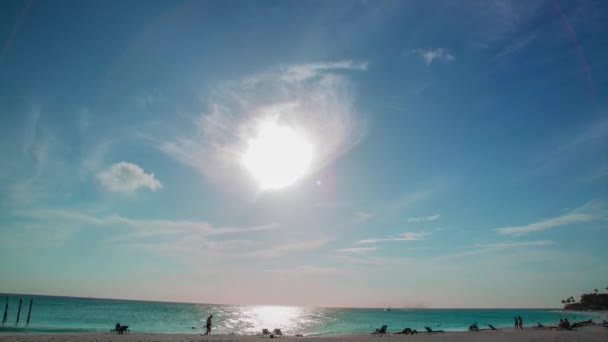 Amazing Sunset Eagle Beach Aruba Island Caribbean Beautiful Nature Background — Stock Video