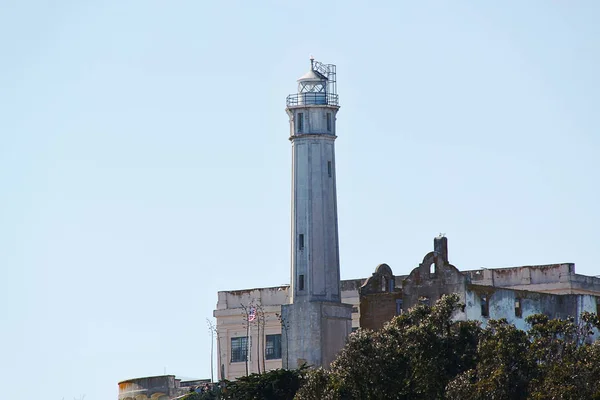 Faro Isla Alcatraz Fondo Cielo Azul San Francisco — Foto de Stock