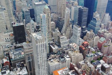 Ariel görünümü üzerinde Manhattan.New York.Usa. Güzel arka plan.