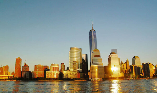 Amazing view of Manhattan New York skyline. Beautiful backgrounds USA