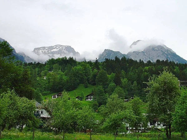 Herrliche Aussicht Auf Häuser Den Alpen Bayern Deutschland Europa Grüne — Stockfoto