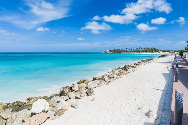 Gyönyörű Kilátás Atlanti Óceán Partvonaláról Aruba Szigetén Gyönyörű Természet Táj — Stock Fotó