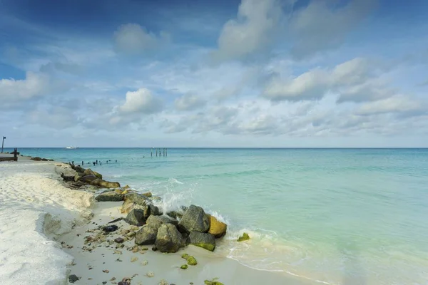 Splendida Vista Dell Oceano Atlantico Linea Costa Sabbia Bianca Acqua — Foto Stock