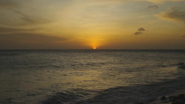 Prachtig Kleurrijk Uitzicht Zonsondergang Aruba Prachtige Natuur Landschap Rotsachtige Kust — Stockvideo