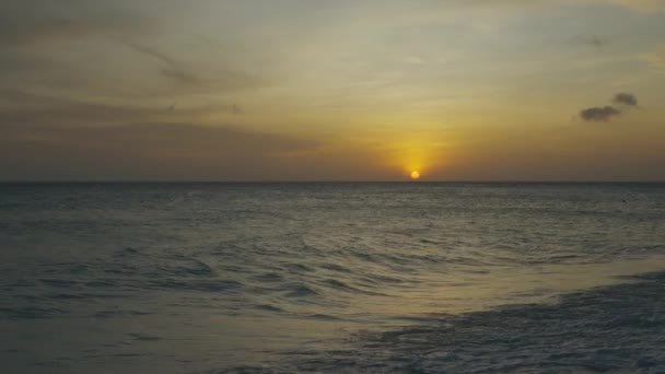 Linda Vista Colorida Pôr Sol Aruba Bela Paisagem Natural Costa — Vídeo de Stock