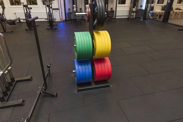 Hermosa Vista Del Gimnasio Bien Equipado Concepto Estilo Vida Saludable — Foto de Stock