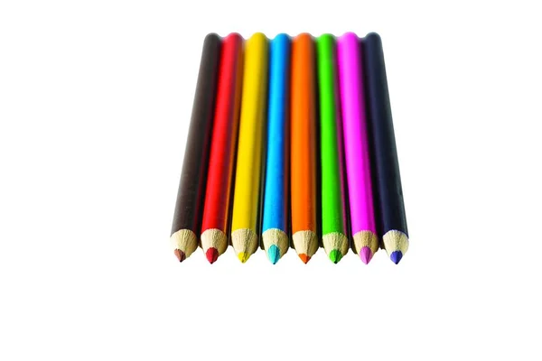 Close View Colorful Pencils Isolated Office Stationery Supplies School Background — ストック写真