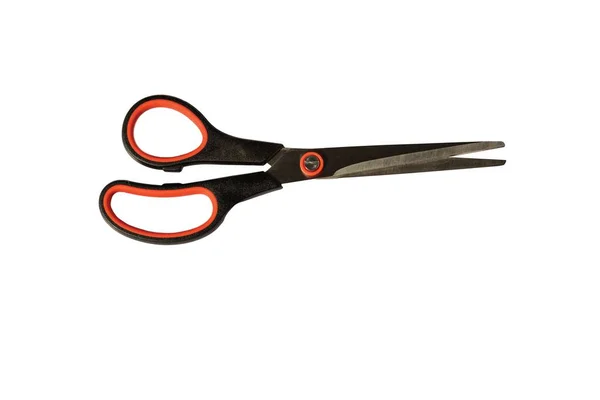 Close View Black Red Scissors Isolated White Background — Stock Photo, Image