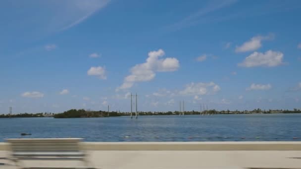 Snelweg Naar Key West Florida Zicht Oude Verlaten Brug Kustlijn — Stockvideo