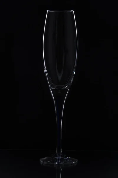 Close View Contour Beautiful Slim Tall Elegant Champagne Glass Isolated — Stock Photo, Image