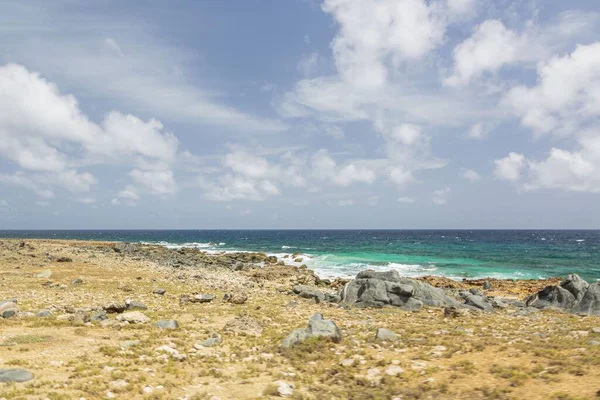 Belleza Natural Aruba Costa Norte Increíble Paisaje Desértico Océano Azul —  Fotos de Stock