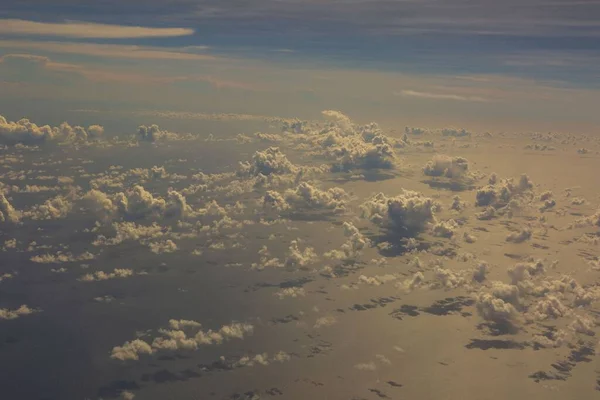 Vue Aérienne Beaux Nuages Blancs Dans Ciel Bleu Beau Fond — Photo