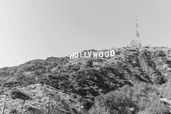 Hollywood Sinal Fundo Céu Azul Marco Mundialmente Famoso Eua Los — Fotografia de Stock