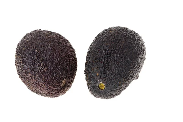 Close Zicht Twee Verse Rijpe Avocado Geïsoleerd Witte Achtergrond Gezond — Stockfoto
