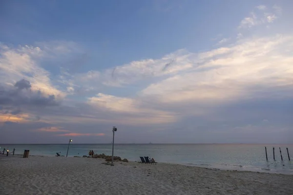 Linda Vista Colorida Pôr Sol Praia Águia Ilha Aruba Caraíbas — Fotografia de Stock