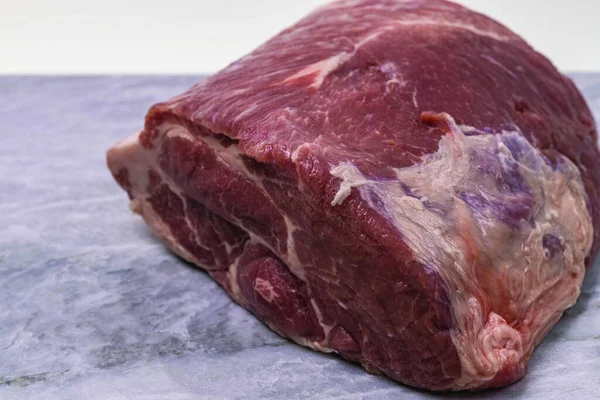 Vista Cerca Carne Cerdo Cruda Aislada Concepto Alimenticio — Foto de Stock