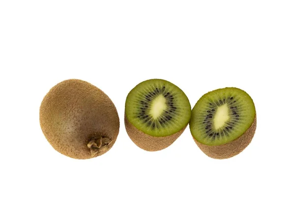 Vista Perto Kiwi Isolado Fundo Branco Conceito Frutos — Fotografia de Stock