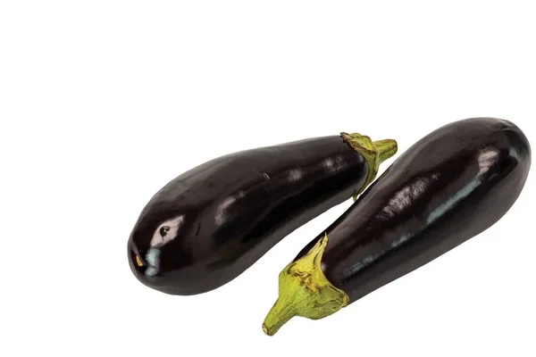 Vue Rapprochée Des Aubergines Isolées Sur Fond Blanc Concept Alimentation — Photo