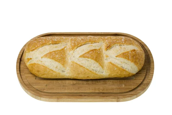 パンと木製のまな板にパンのローフのビューを閉じます 食と健康のコンセプト美しい背景 — ストック写真