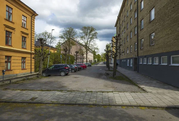 Utsikt Över Uppsala Gata Sverige Europa Byggnader Blå Himmel Bakgrund — Stockfoto