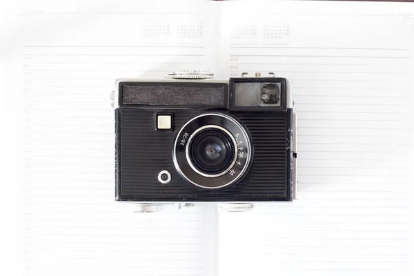 Old camera. Flat lay, Top view . — Stock Photo, Image
