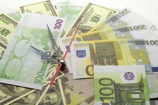 Euro Argent Montre Les Mains Argent Temps Affaires Banque Richesse — Photo