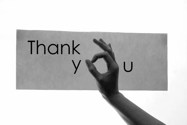 手和手指单 Blackandwhite 感谢或确定或感谢或感恩的概念 — 图库照片
