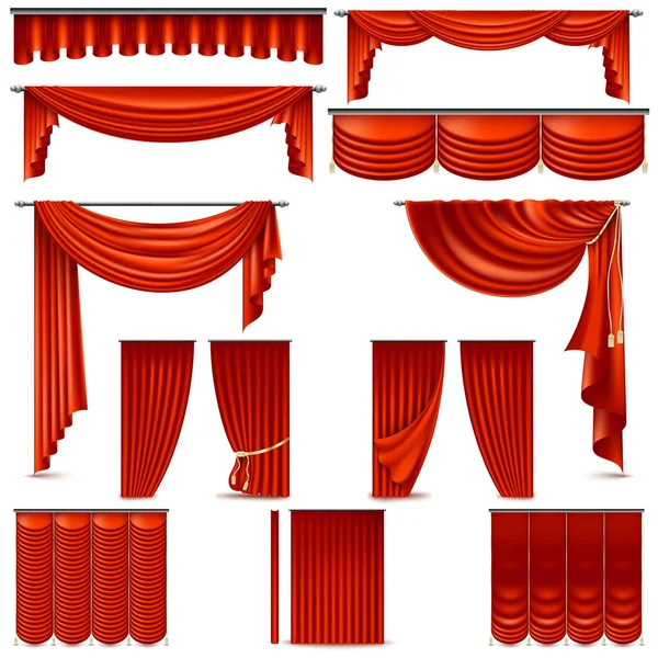 Different Types Of Theatrical Stage Curtain And Drapes In Red