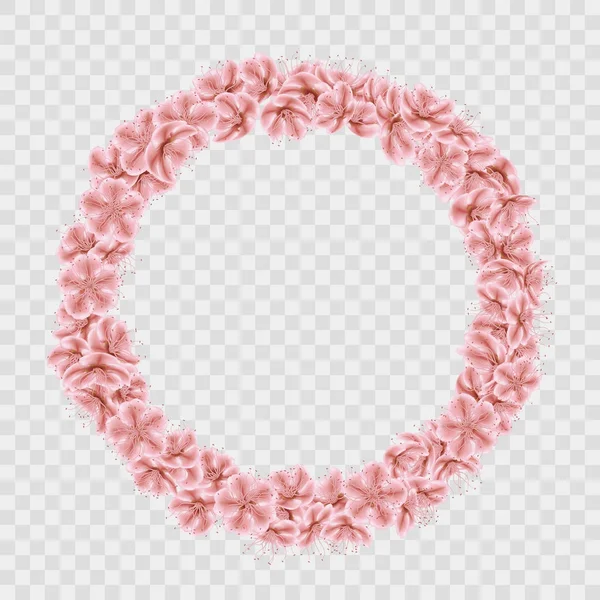 Sakura petals circle frame isolated on transparent background. EPS 10 vector
