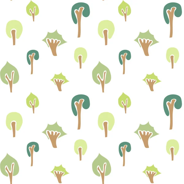 Arbre forestier motifs sans couture couleurs claires — Image vectorielle