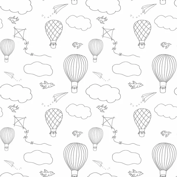 热风气球无缝花纹 — 图库矢量图片